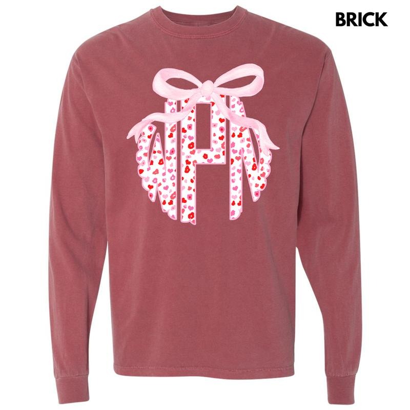 Valentine Cheetah Monogram Long Sleeve Comfort Colors T-Shirt 'NLB' Hoodie Sweatshirt | PrintMintTees.com