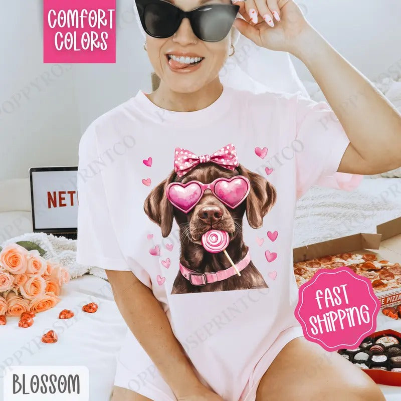 Valentine Chocolate Lab Shirt Comfort Colors Cute T-Shirts, Hoodie, Sweatshirt