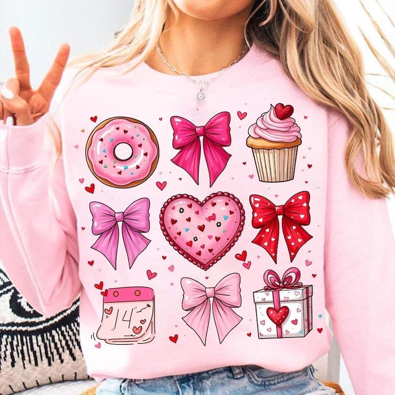 Valentine Coquette Bow Sweatshirt Valentine  , Valentine , Valentine love , Valentines day , Valentine  s Shirt Hoodie