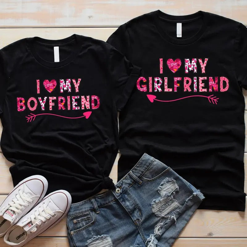 Valentine Couples I Love My Girlfriend Boyfriend Shirt Couple Matching Valentine Him Her T-Shirts, Hoodie, Sweatshirt