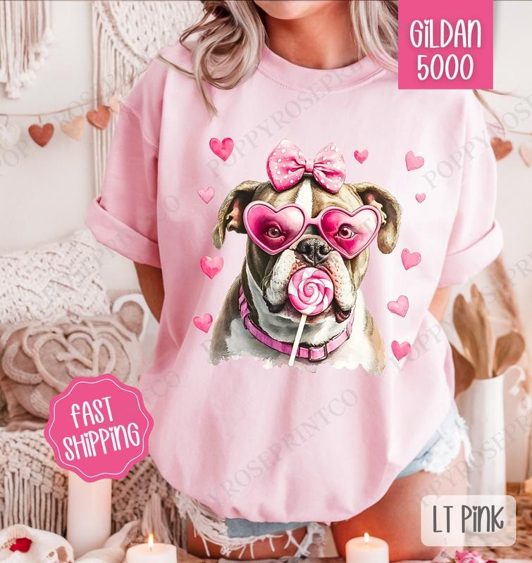 Valentine English Bulldog Shirt Gildan, Valentine's Day Women's Tee, Cute Women's Tshirt Plus Sizes Hoodie Sweatshirt