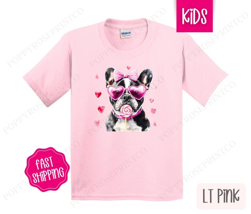 Valentine Frenchie Kids Shirt - Valentine's Day Children's Tshirt