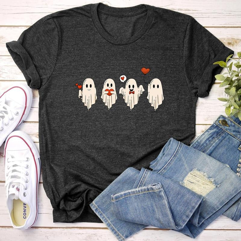 Valentine Ghosts, Love, Super Soft Tshirt, Valentine's Day Hoodie, Sweatshirt | PrintMintTees.com