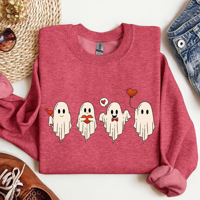 Valentine Ghosts Love Crew Neck Love Heart Cupid T-Shirts, Hoodie, Sweatshirt