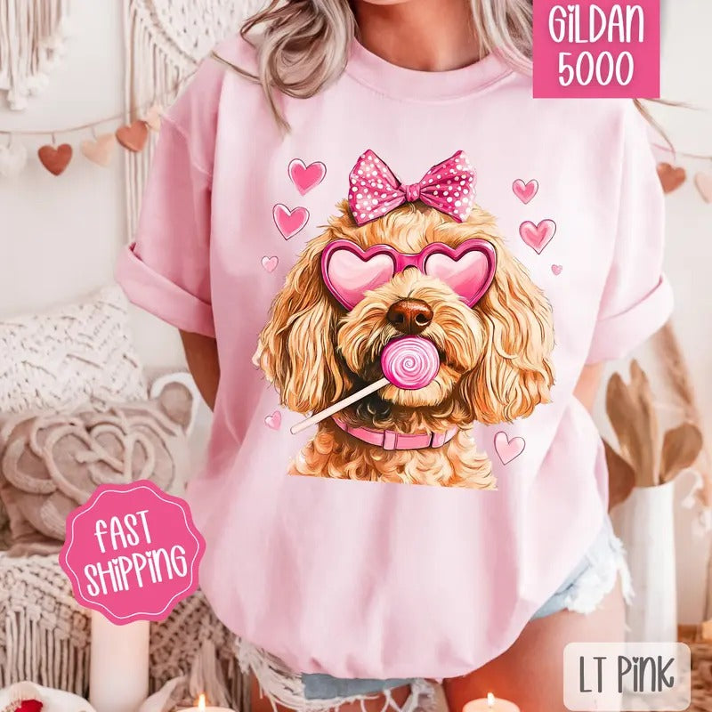 Valentine Golden Doodle Shirt Gildan Cute Plus Sizes Shirt Hoodie Sweatshirt