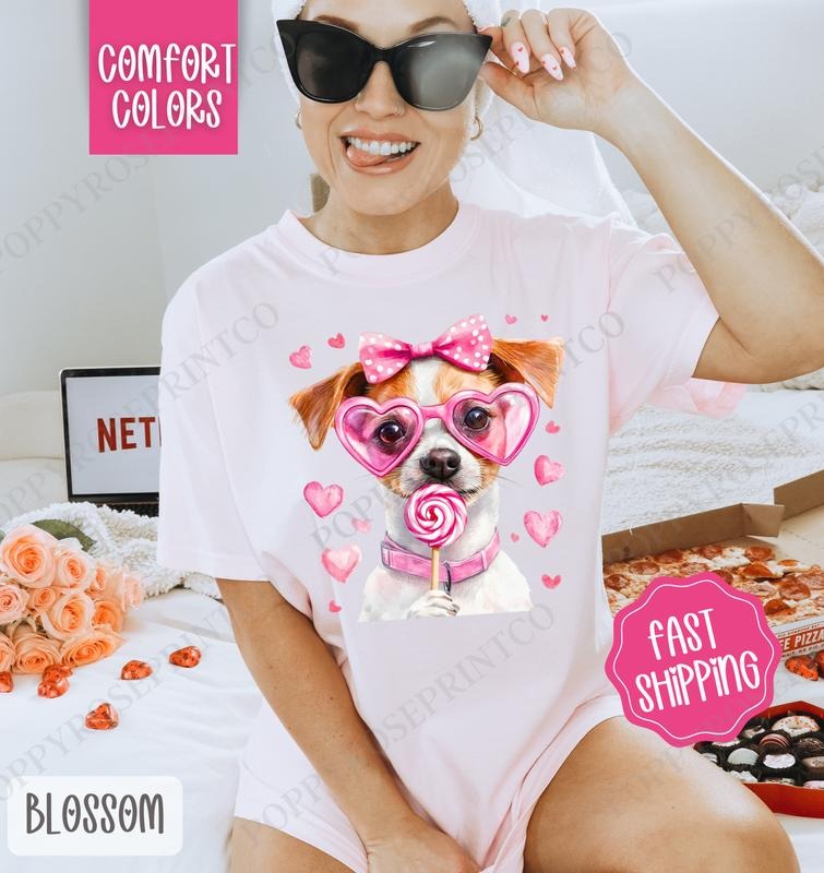 Valentine Jack Russell Shirt Comfort Colors, Valentine's Day Women's Tee, Cute Women's Tshirt Hoodie, Sweatshirt