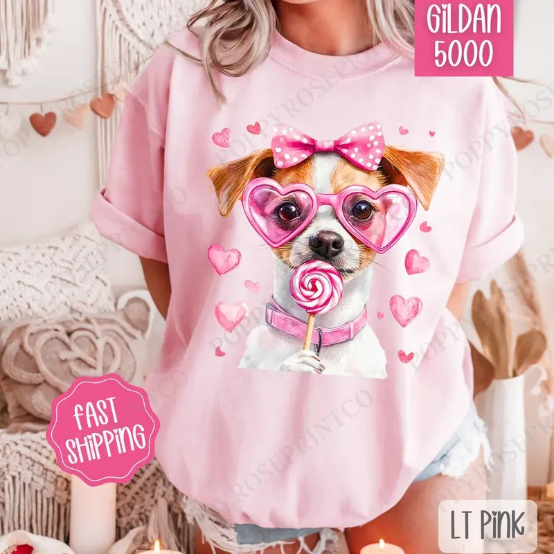 Valentine Jack Russell Shirt Gildan, Valentine's Day Women's Tee, Cute Women's Tshirt Plus Sizes Hoodie Sweatshirt