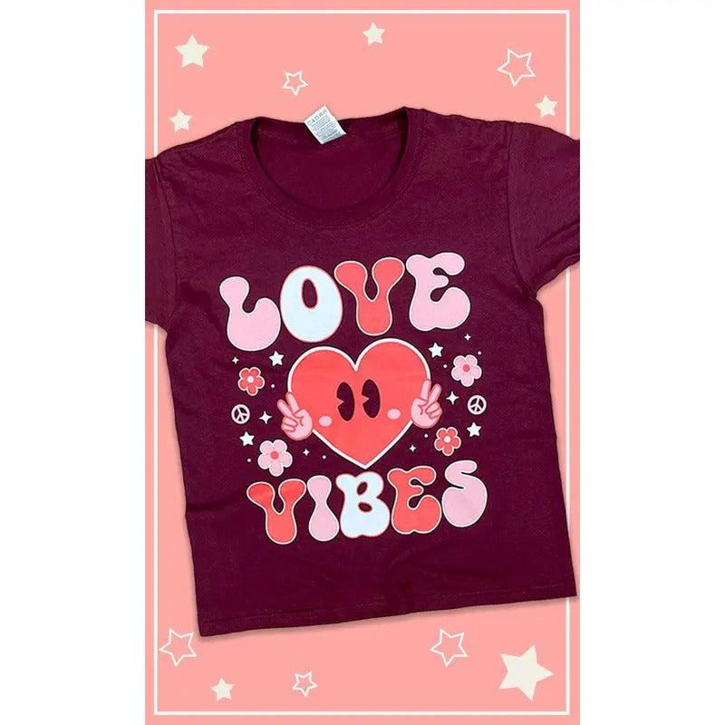 Valentine Love Vibes Youth Graphic T-Shirt Hoodie Sweatshirt | PrintMintTees.com