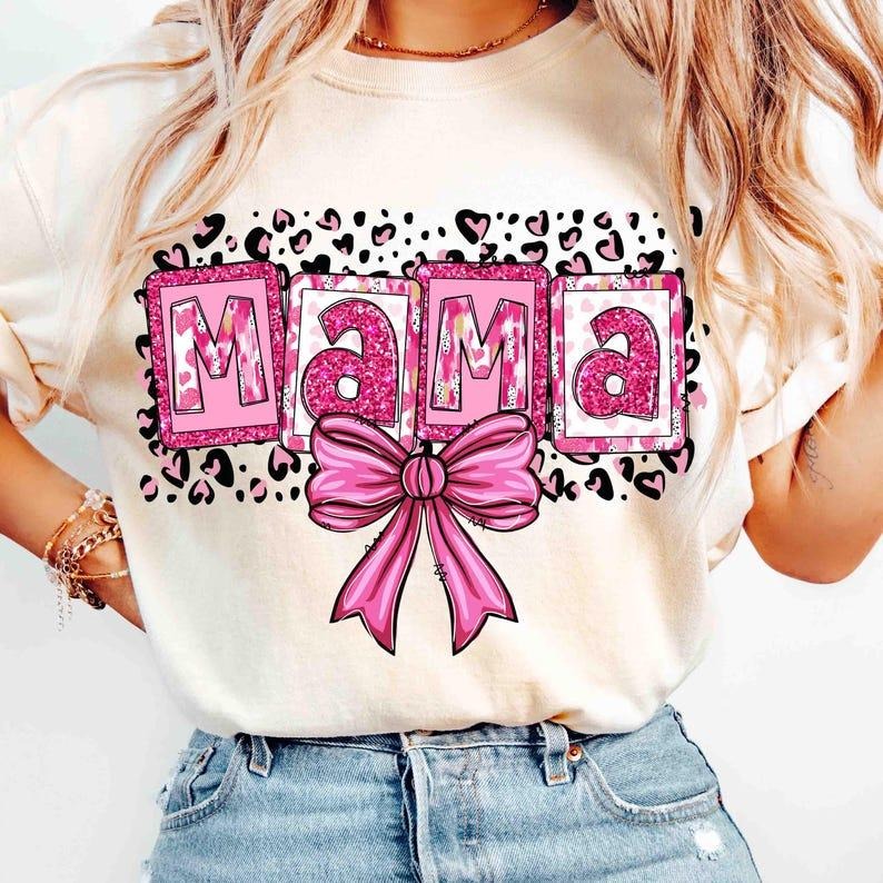 Valentine Mama Coquette, Valentine, Brushstroke, Mama Bow T-shirt Hoodie Sweatshirt | PrintMintTees.com