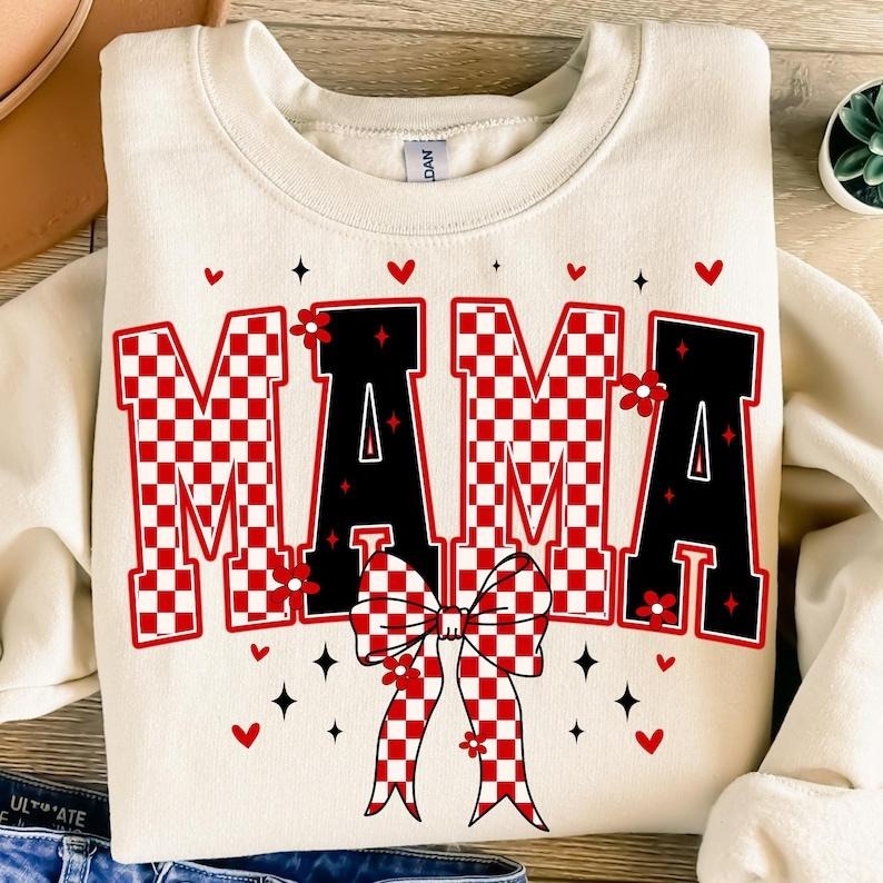 Valentine Mama Sweatshirt Valentines Day Retro Valentine , Valentine coquette, Valentines Shirt Hoodie | PrintMintTees.com