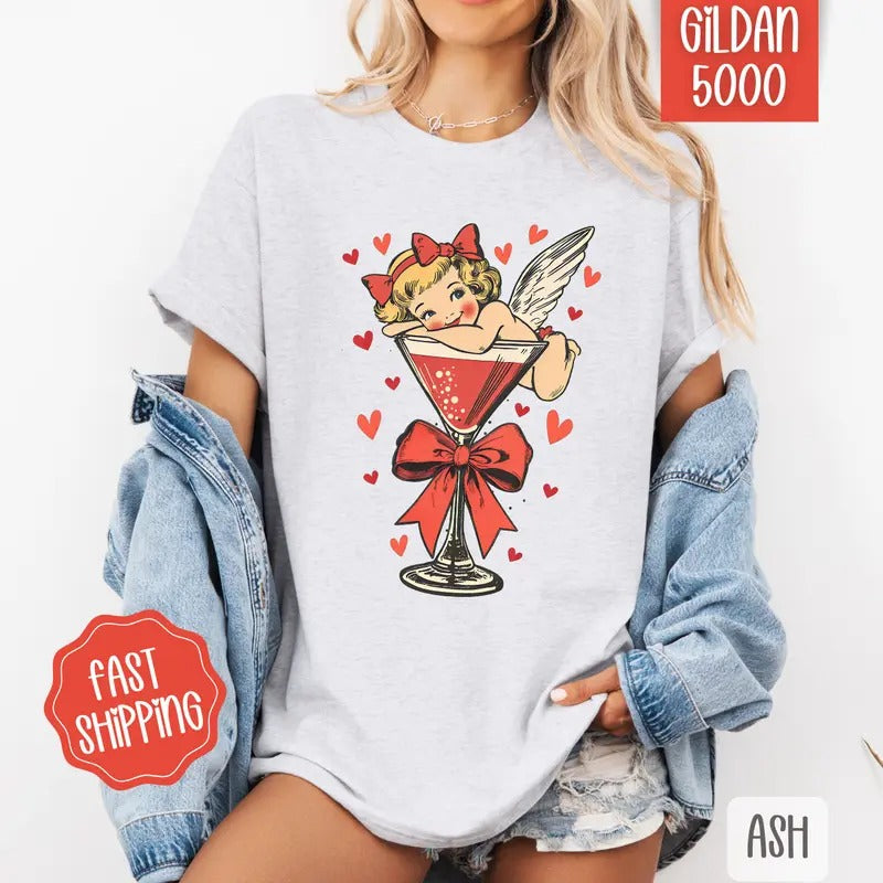 Valentine Martini Shirt Gildan, Valentine's Day Women's Tee, Holiday Women's Tshirt Plus Sizes Hoodie Sweatshirt