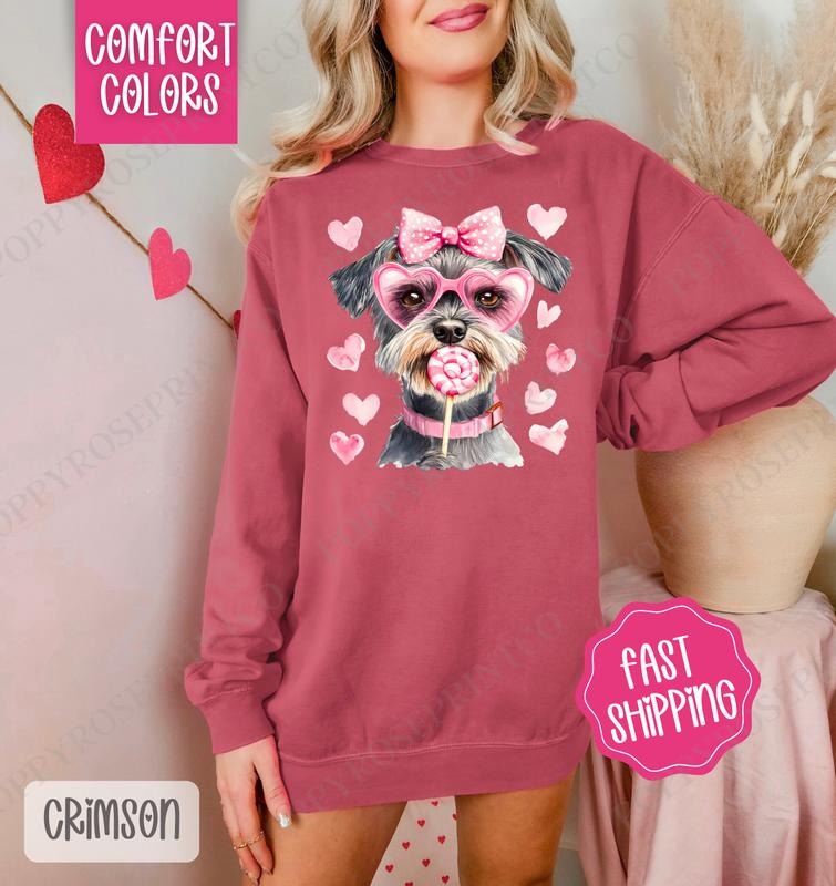 Valentine Schnauzer Comfort Colors Cute T-Shirts, Hoodie, Sweatshirt