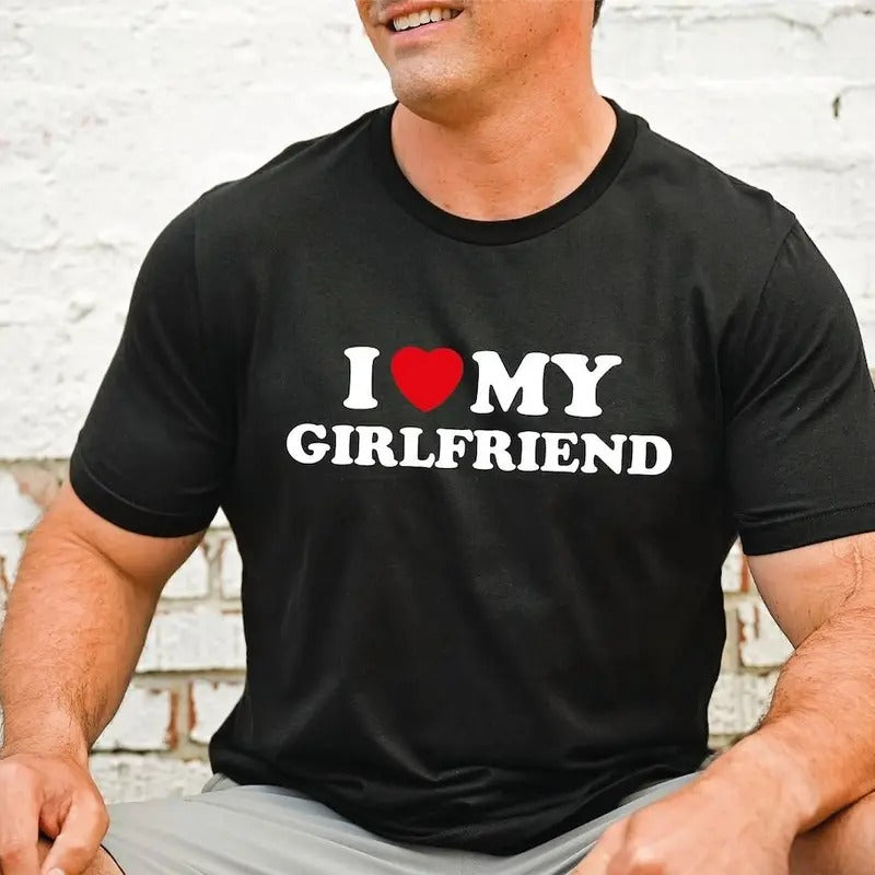 Valentine Shirt,I Love My Girlfriend Shirt, Valentine Day Shirt, I Heart My Girlfriend Shirt, Valentine Shirt for Him,...