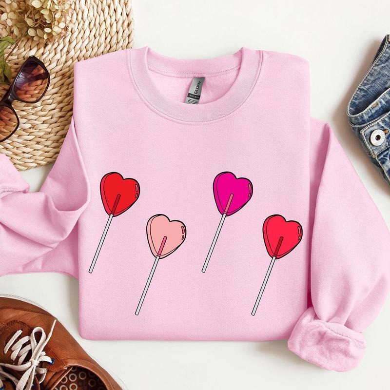 Valentine's Candy, Lollipop, Sweet Heart, Sweatshirt, Valentine's Day, Crew Neck, Women's, Crewneck, Valentine's Day,...