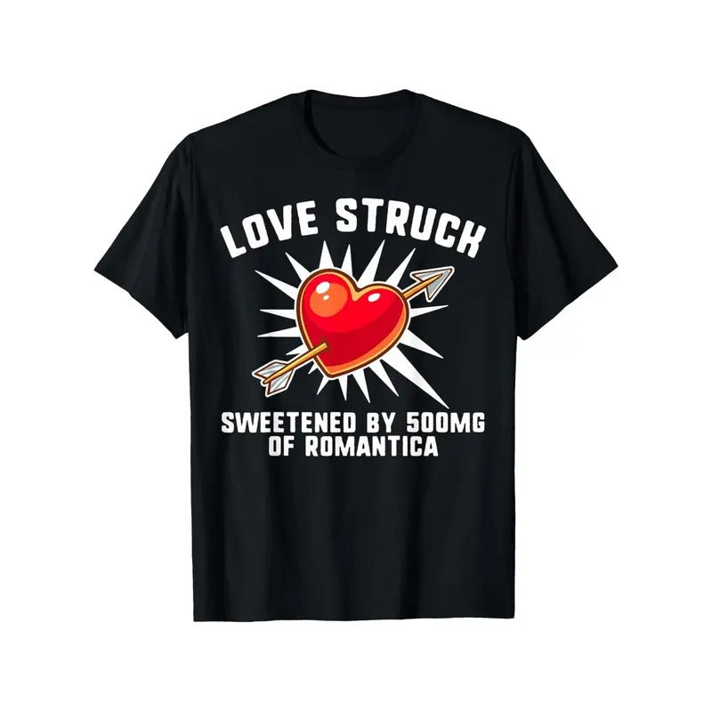 Valentines Day Love Sweetened Romantica Heart With Arrow Cou T-ShirtMens Casual Print Tee Shirt - 180g Fabric Weight 100%...
