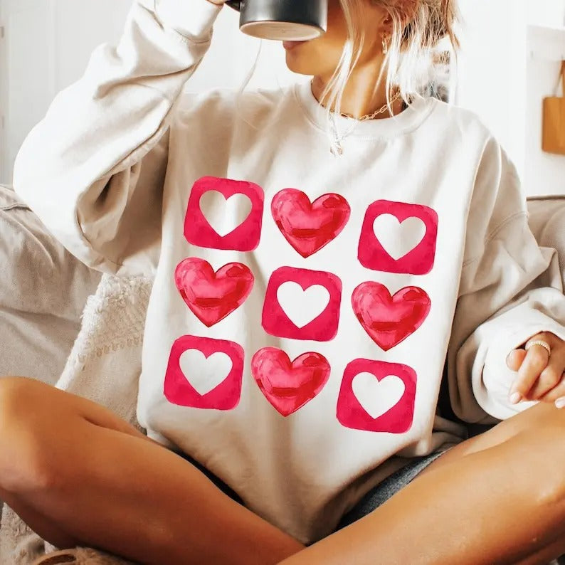 Valentines Day Sweatshirt Valentine Coquette , Valentines Heart , Retro Valentine , XOXO , Valentines Mama , Love , Shirt...