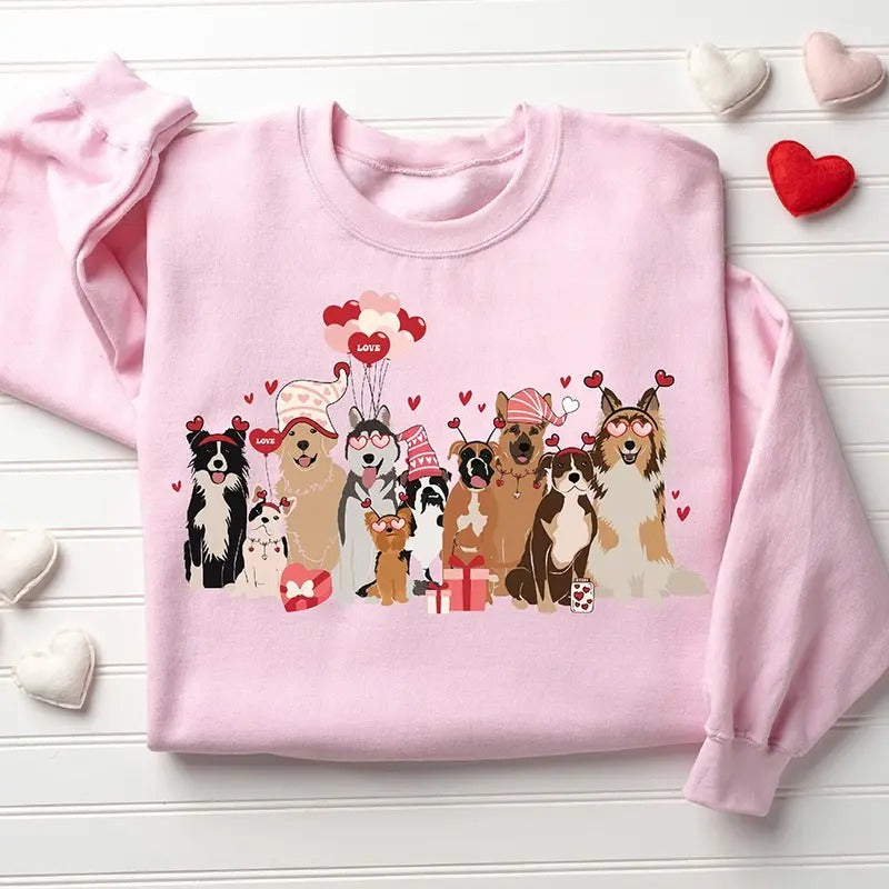 Valentines Dogs Crewneck Sweatshirt, Hoodie, T-shirt | PrintMintTees.com