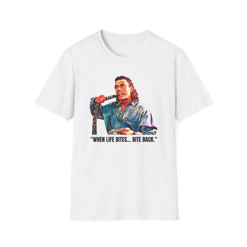 Van Damme Snake Bite Shirt - Hard Target Movie Scene Tee for Action Fans Hoodie Sweatshirt | PrintMintTees.com