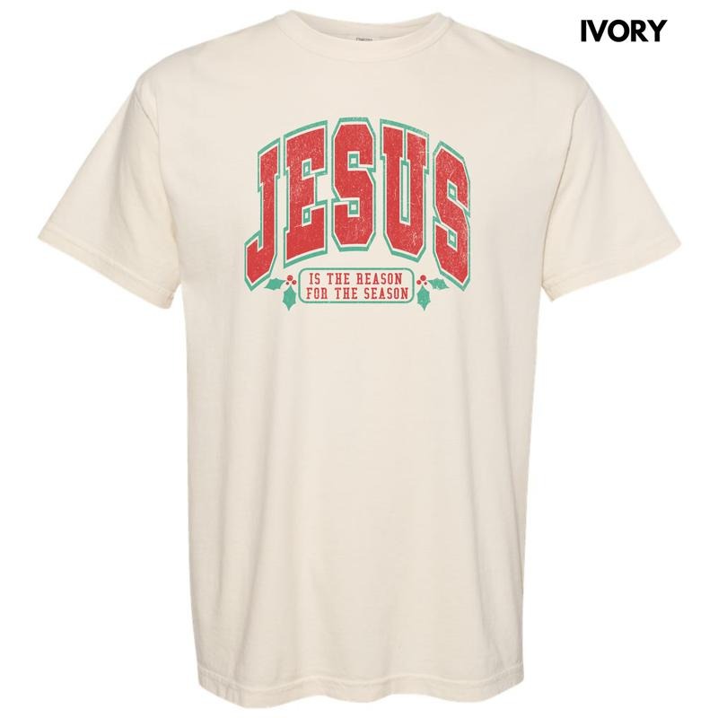 Varsity Jesus Red & Green Comfort Colors T-Shirt 'NLB' Hoodie, Sweatshirt | PrintMintTees.com