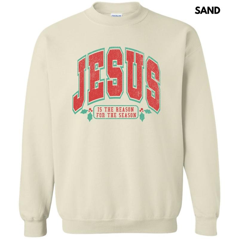 Varsity Jesus Red & Green Sweatshirt 'NLB T-Shirts, Hoodie | PrintMintTees.com
