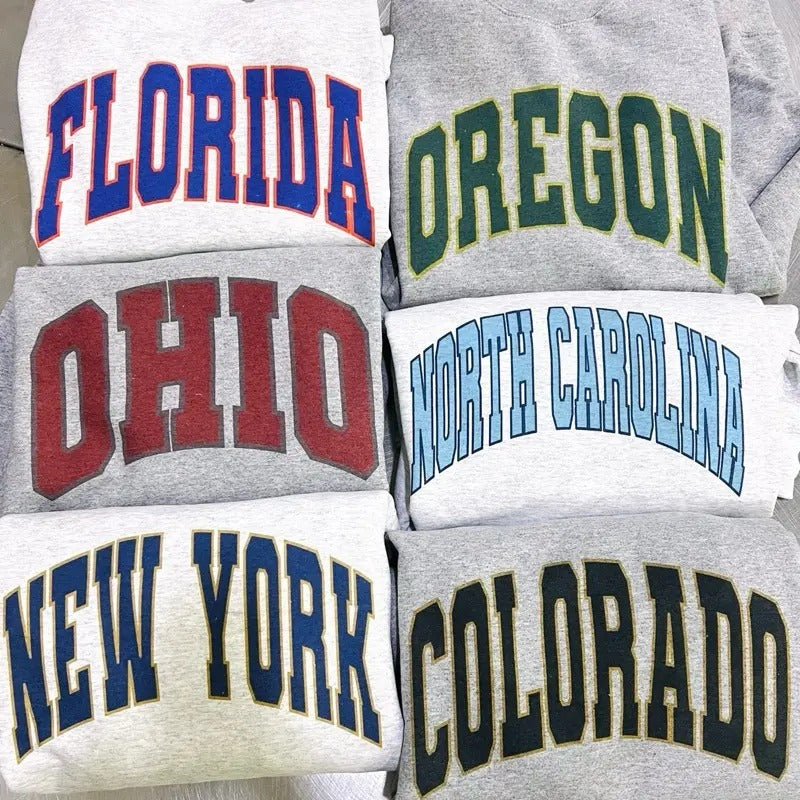 Varsity State Sweatshirt Vintage Baseball City Sweatshirt Baseball Team Pullover Varsity State Name Pullover New York...