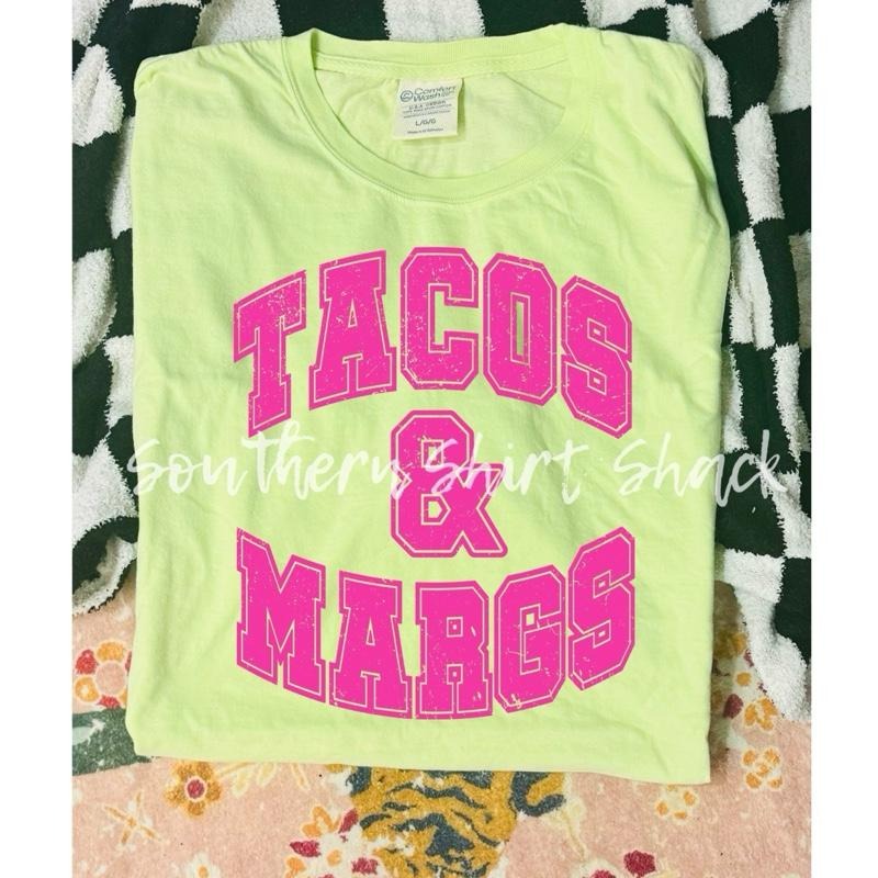 Varsity tacos and margs t shirt |  comfort wash shirt | cinco de mayo t shirt Hoodie Sweatshirt | PrintMintTees.com