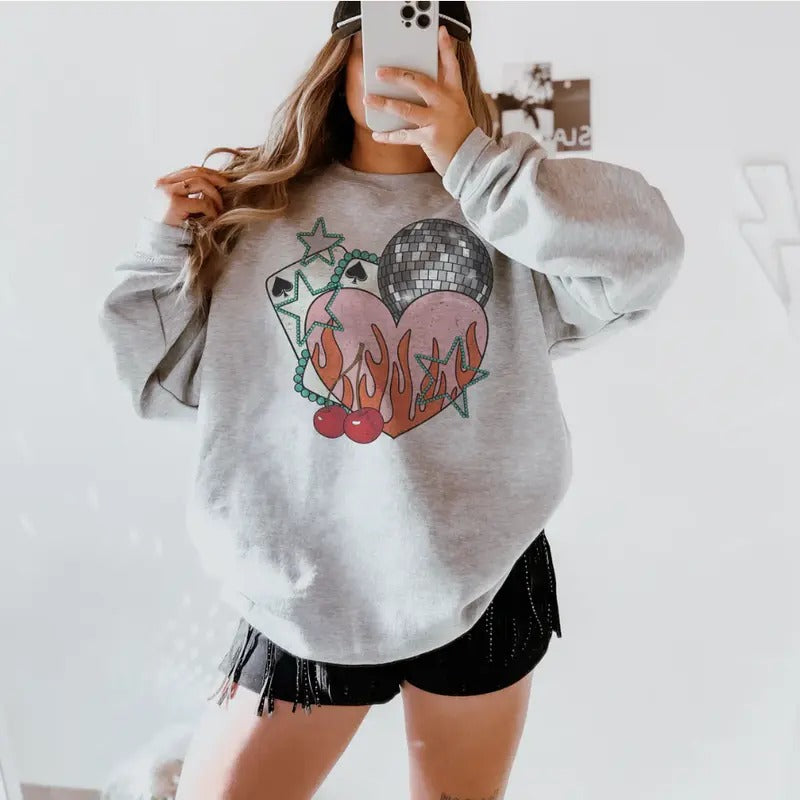 Vegas Heart Sweatshirt, western clothing, western outfits women, western tops, T-shirt and Hoodie | PrintMintTees.com