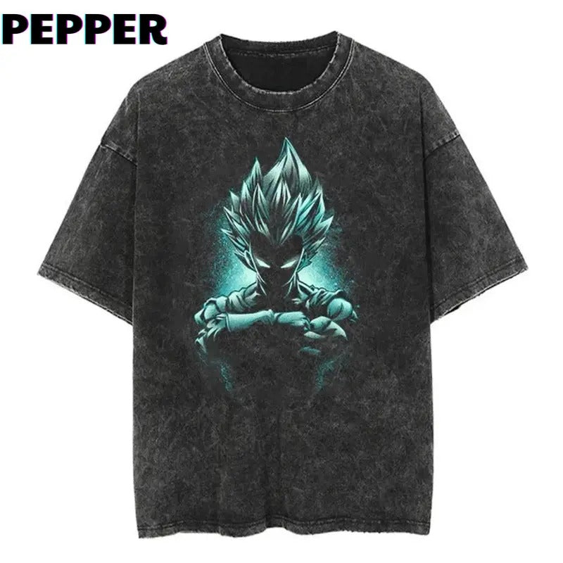 "Vegeta Pride" Vintage Washed Shirt Menswear Top Underwear Streetwear Hoodie Sweatshirt | PrintMintTees.com