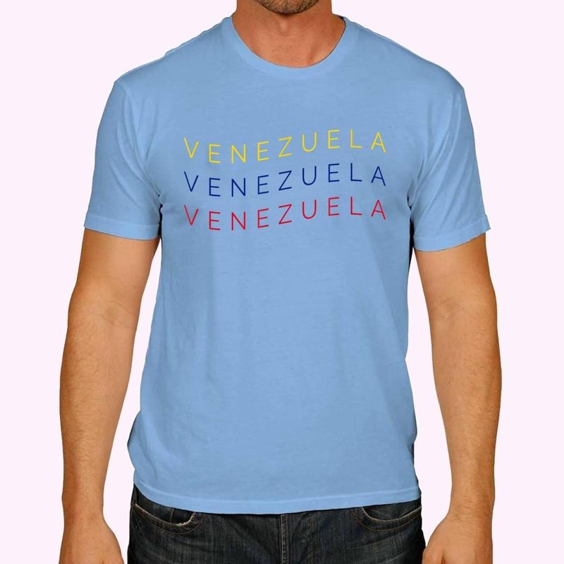 Venezuela Waving Text Flag - Cute Venezuelan Souvenir T-Shirt , Unisex Cotton 100%, Top Menswear Hoodie Sweatshirt