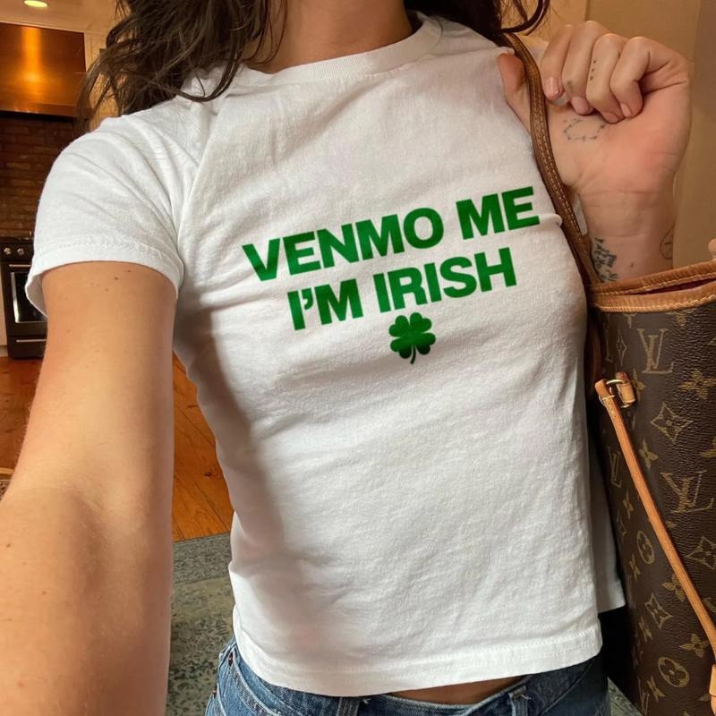 Venmo Me I'm Irish Baby Tee, Irish Shamrock Baby Tee, St. Patrick's Day Tee Shirt, Four Leaf Clover Baby Tee Hoodie...