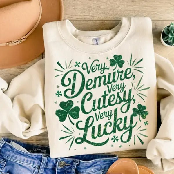 Very Demure Very Lucky Shirt - Fabric Fit Pullover Womenswear Hoodie Sweatshirt | PrintMintTees.com