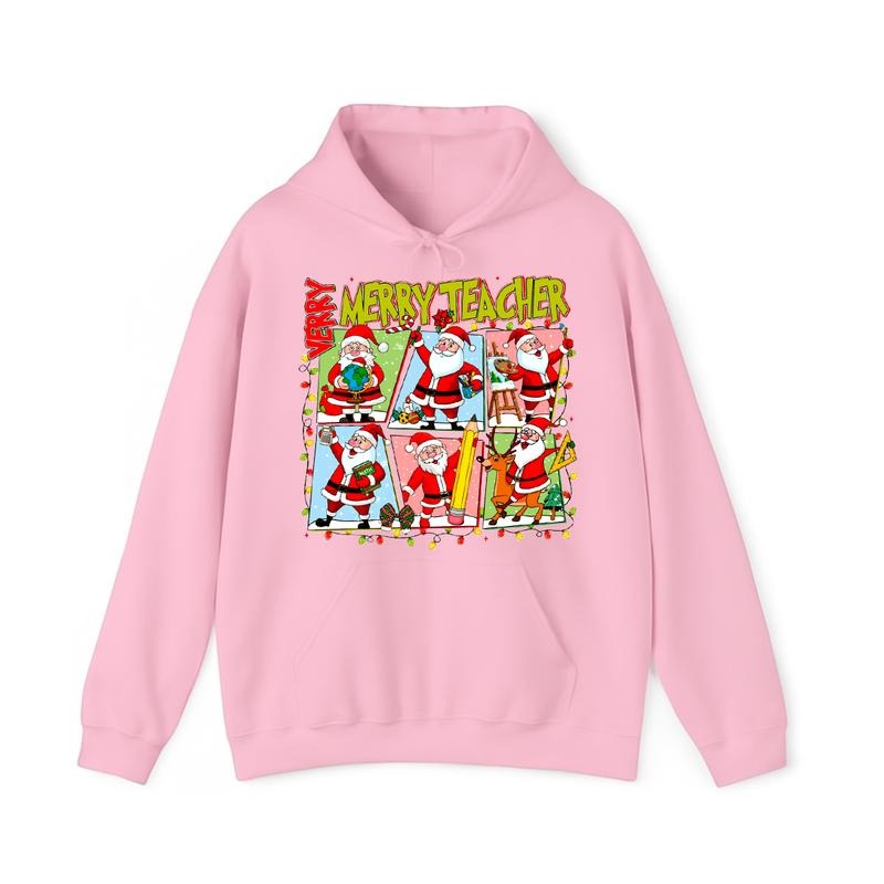 Very Merry Christmas Santa Claus Teacher Hoodie, Festive Holiday Teacher Sweatshirt, Cute Santa Christmas Hoodie, Merry...