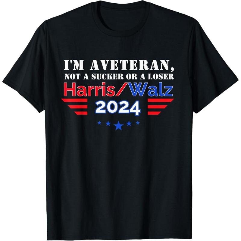 Veteran for Harris Walz for President 2024 T-Shirt made in usa Hoodie Sweatshirt | PrintMintTees.com
