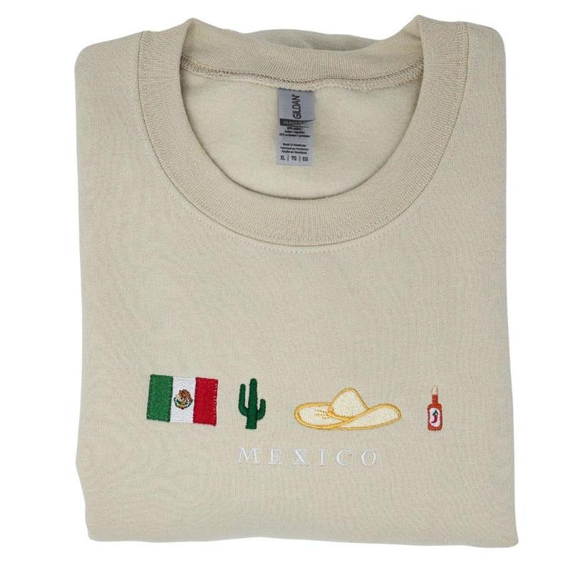 Vibrant Mexico Embroidered Sweatshirt T-Shirts, Hoodie | PrintMintTees.com