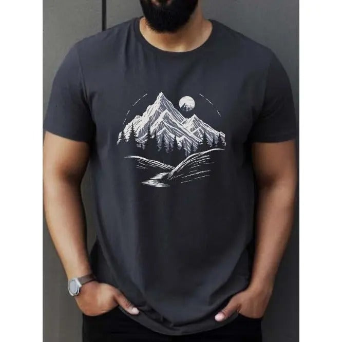 Vibrant Mountains Graphic Tee Shirt - Soft, Breathable, Casual Short Sleeve T-shirt for Summer, Outdoor, Travel, and...