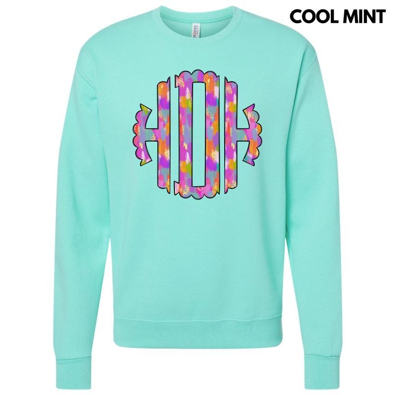 Vibrant Watercolor Monogram Sweatshirt 'NLB' Shirt Hoodie | PrintMintTees.com