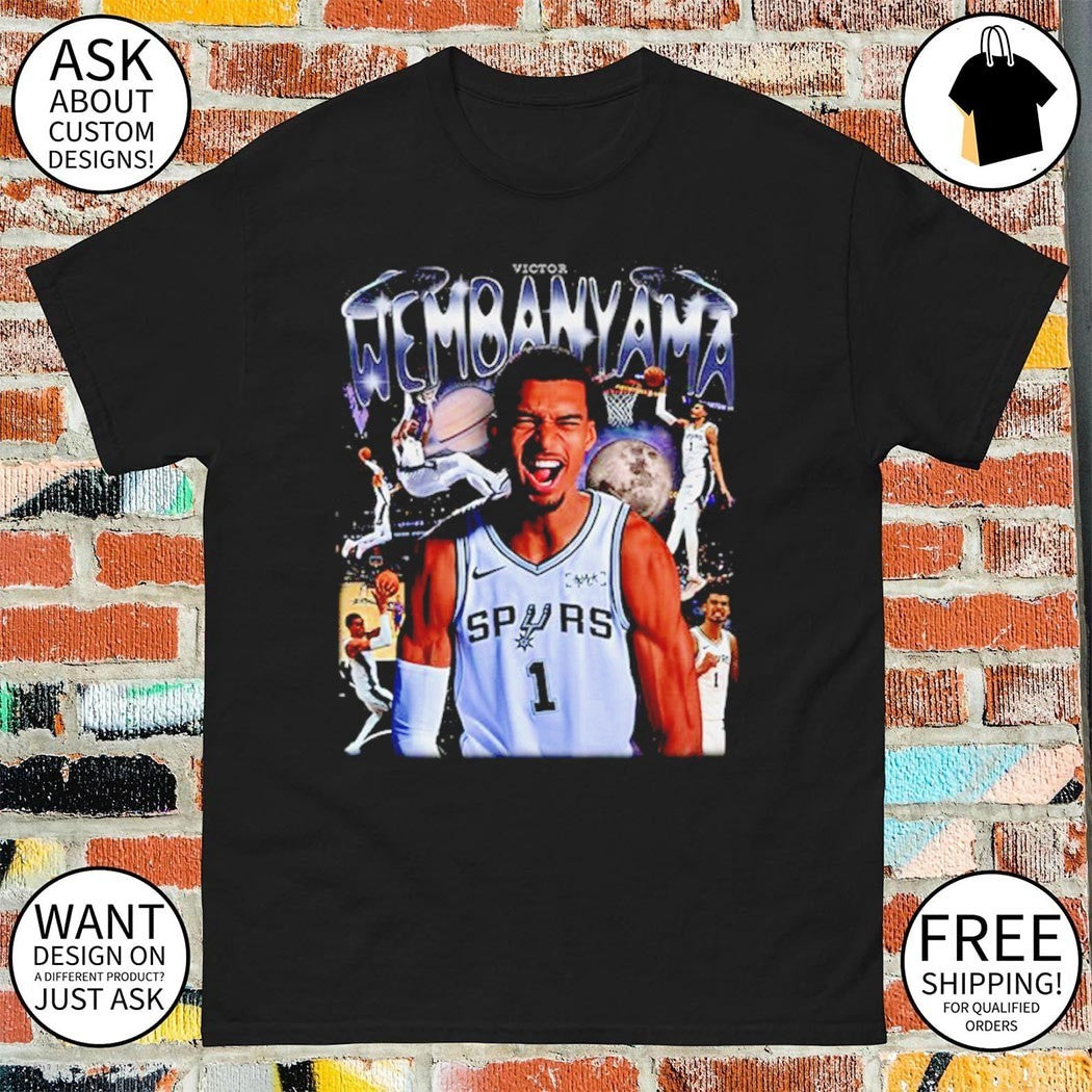 Victor Wembanyama San Antonio Spurs basketball player graphic print cotton shirt