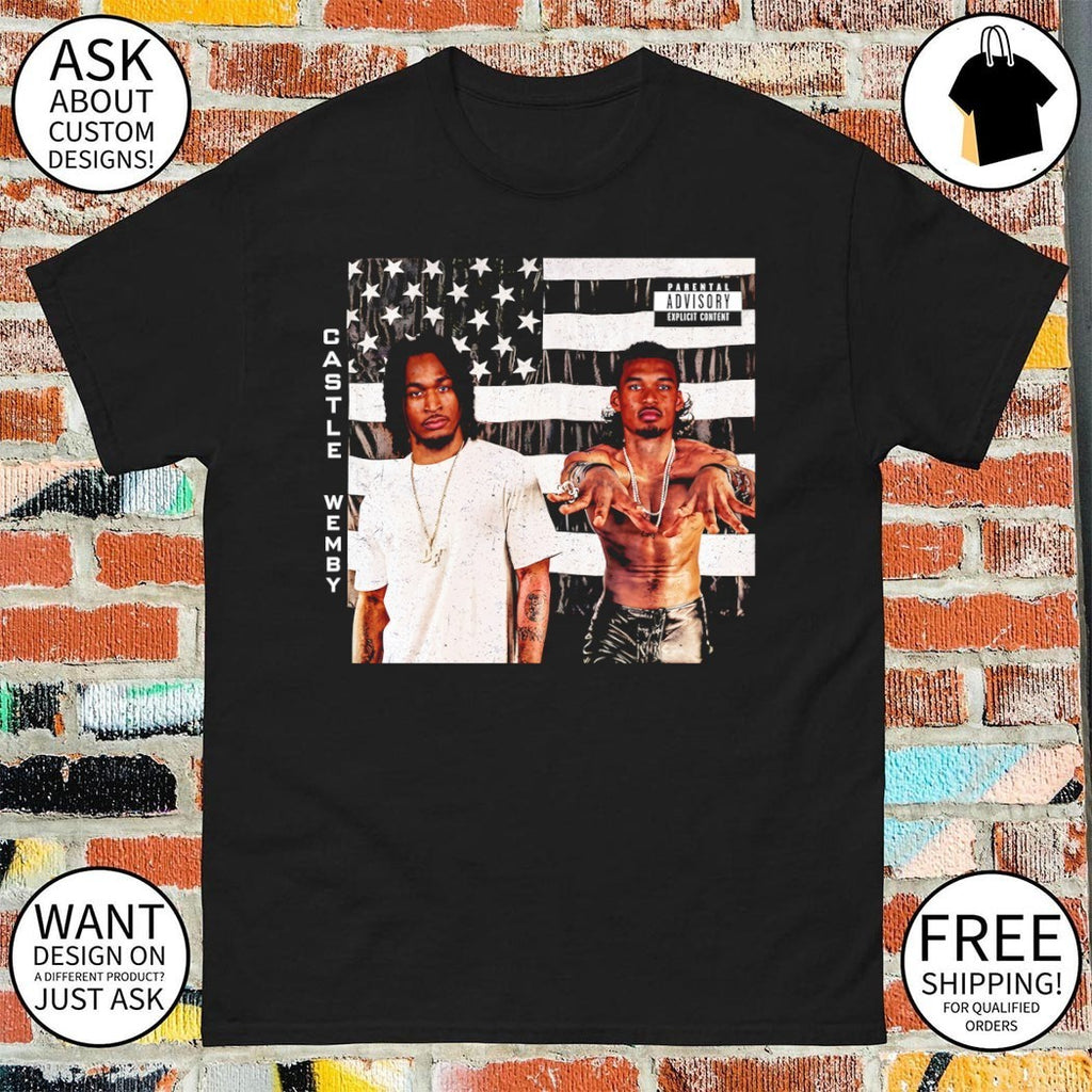 Victor Wembanyama and Stephon Castle San Antonio Spurs Basketball USA flag Parental Advisory Explicit Content shirt