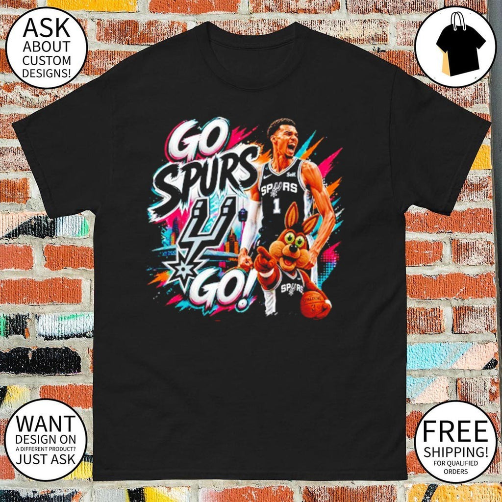Victor Wembanyama and The Coyote San Antonio Spurs Go Spurs Go basketball shirt