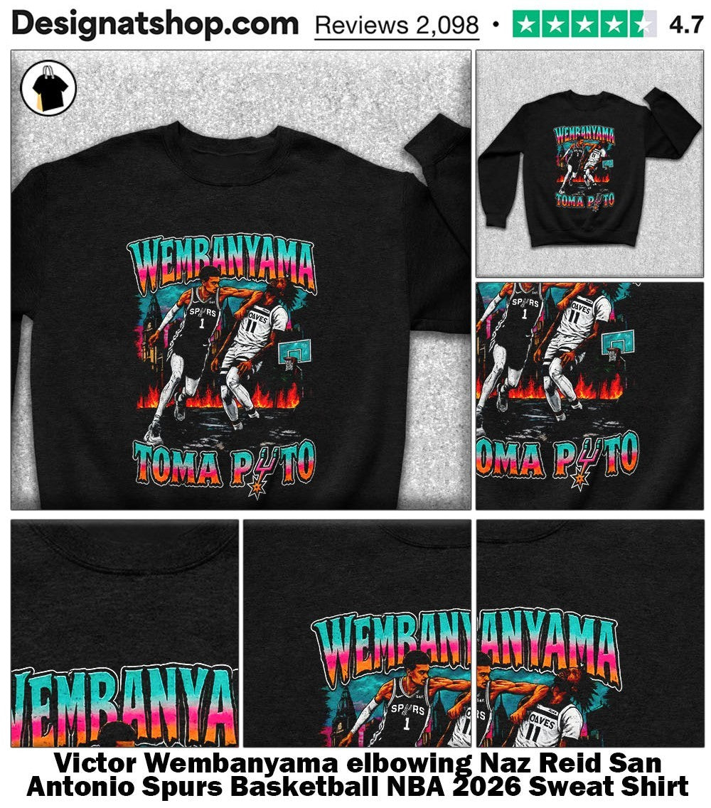 Victor Wembanyama elbowing Naz Reid San Antonio Spurs Basketball NBA 2026 shirt