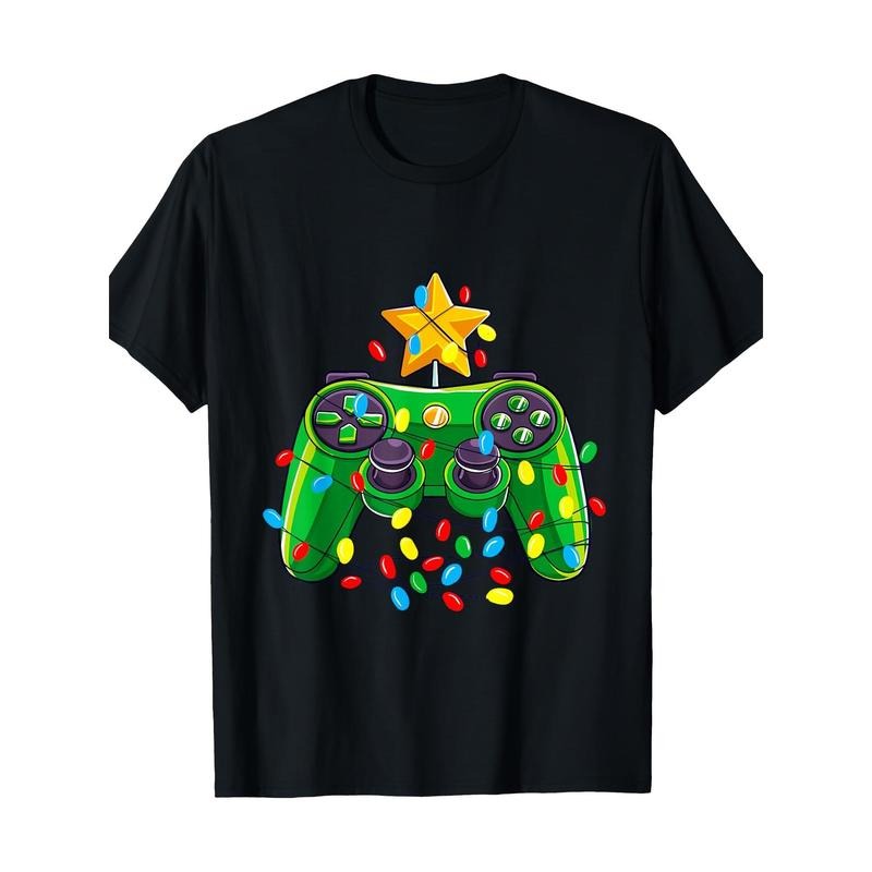 Video Game Controller Christmas Tree Light Game T-shirt-  100% Cotton made in usa Hoodie Sweatshirt | PrintMintTees.com