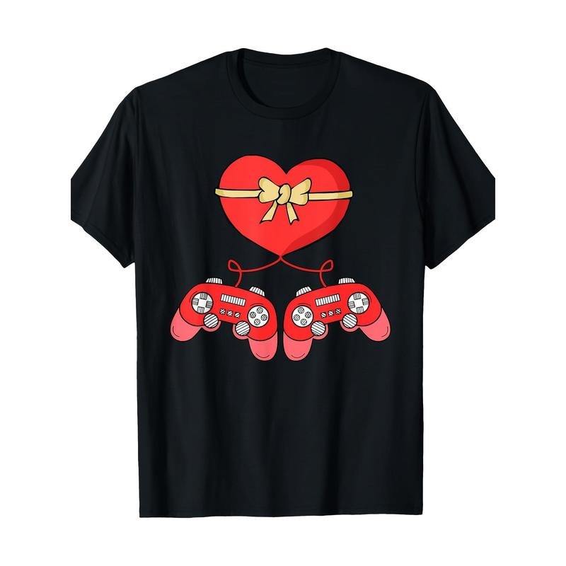 Video game controller Heart Valentine's Day Cool gamer 100% cotton T-shirt Made in USA Hoodie Sweatshirt | PrintMintTees.com