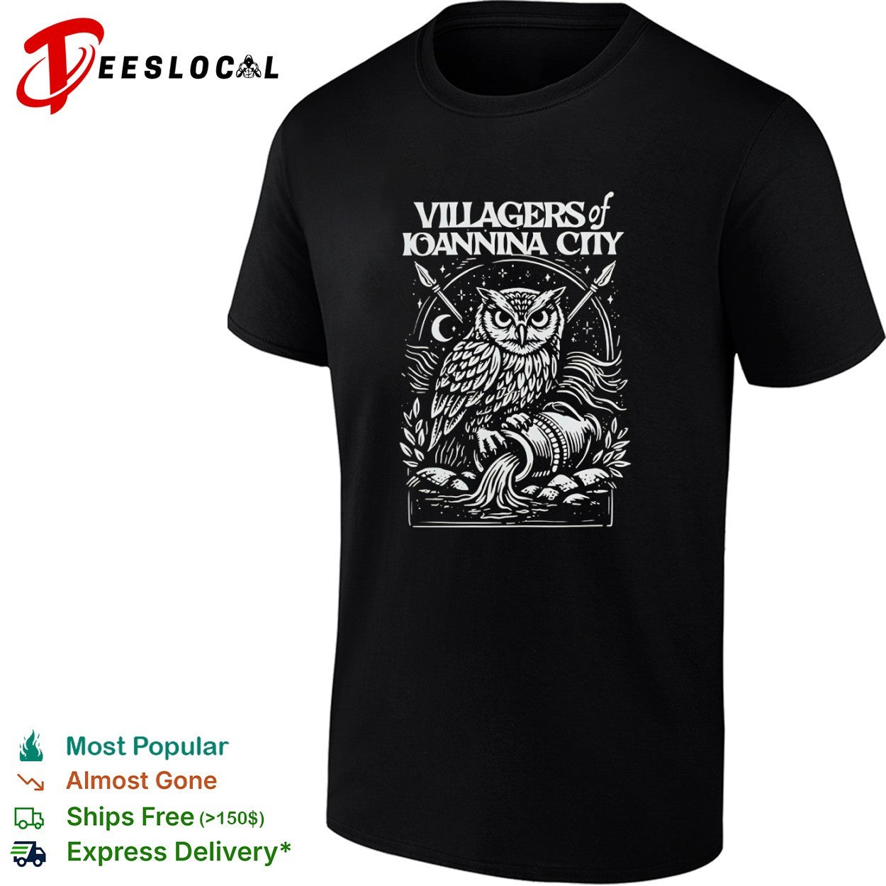 Villagers of Ioannina City Owl with Spears and Urn Water shirt