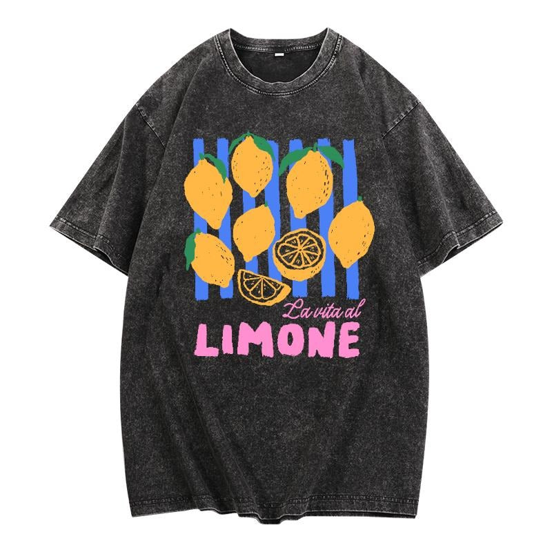 Vintage - Washed T - Shirt: Embrace 'La vita al Limone' Italian Lifestyle style 02 Hoodie Sweatshirt | PrintMintTees.com