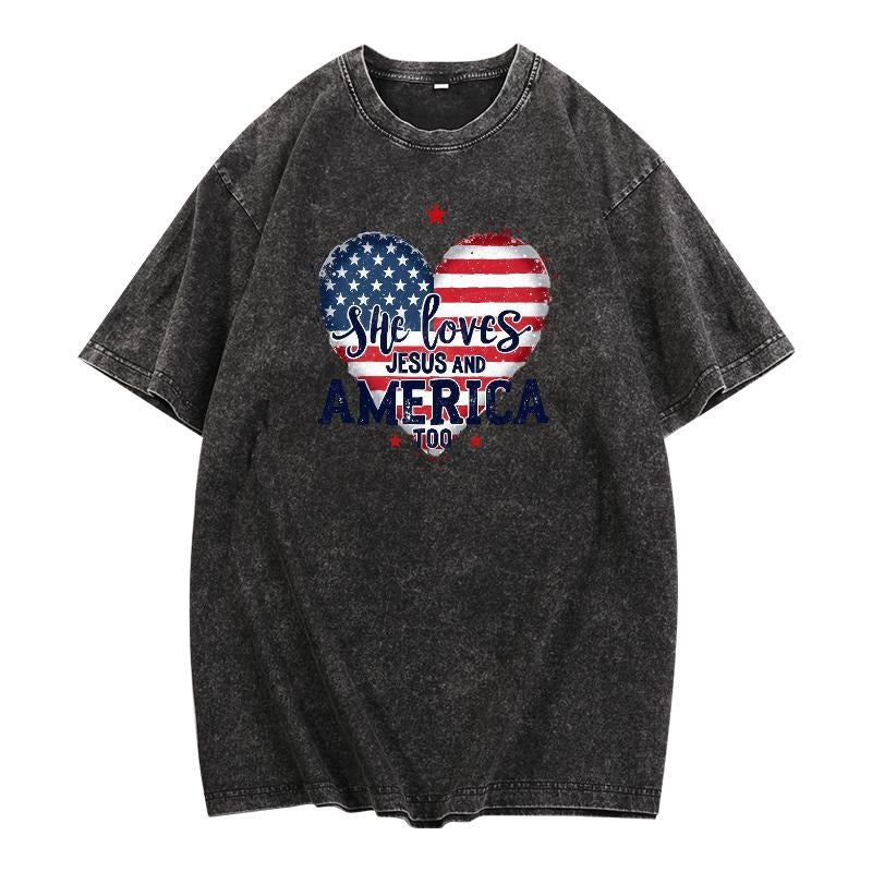 Vintage - inspired Washed T - Shirt: Heart