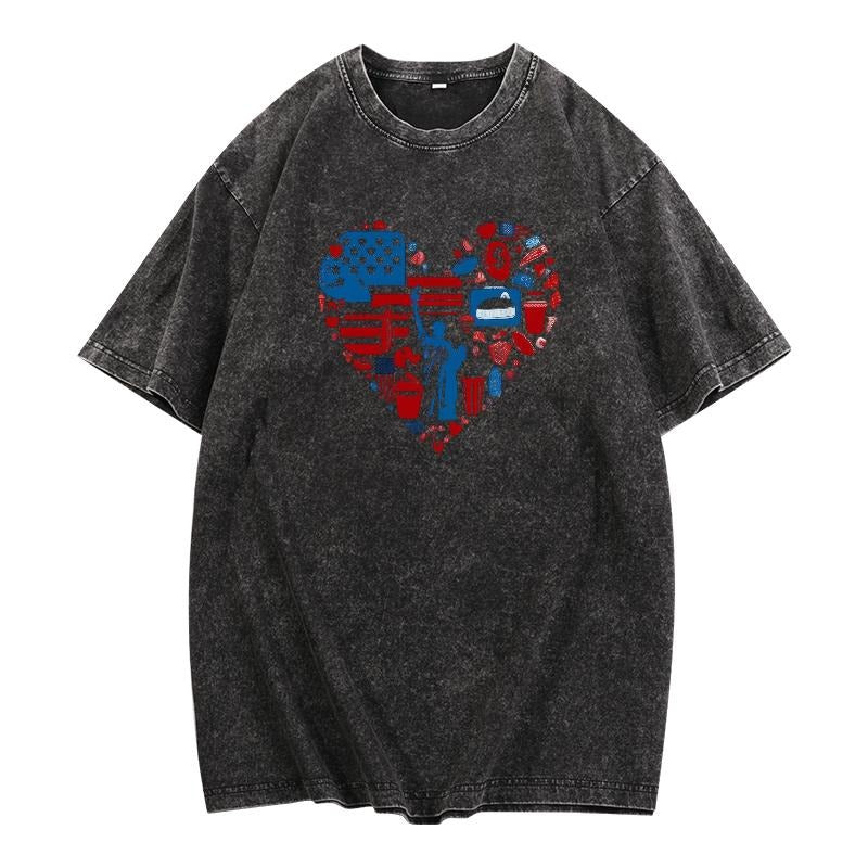 Vintage - inspired Washed T - Shirt: Heart
