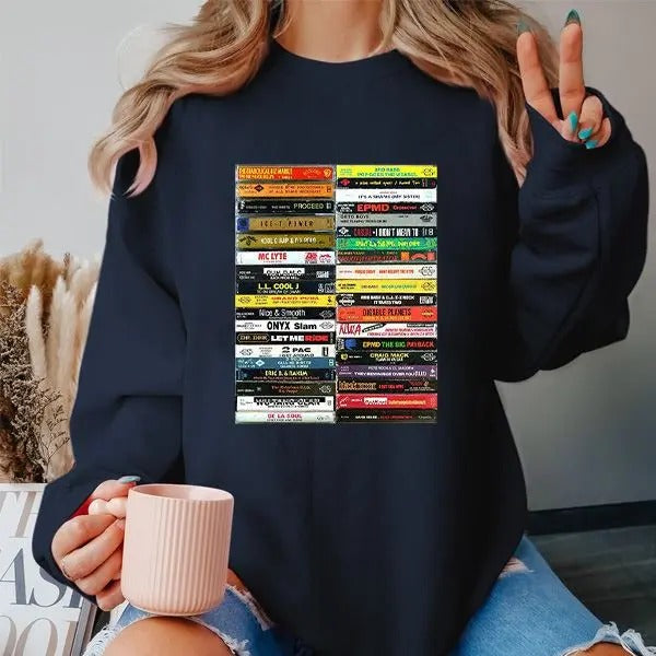 Vintage 90s Hip-Hop Cassette Tapes Shirt, Retro Rock Band Shirt, Old School Music Band Shirt, Retro 90s Boy Band Shirt...