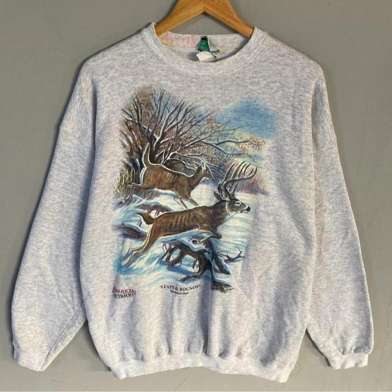 Vintage 90s Whitetail Deer Sweatshirt, Deer Stag Wilderness Sweatshirt, Deer Stag Wilderness Sweater, Deer Stag Sweatshirt