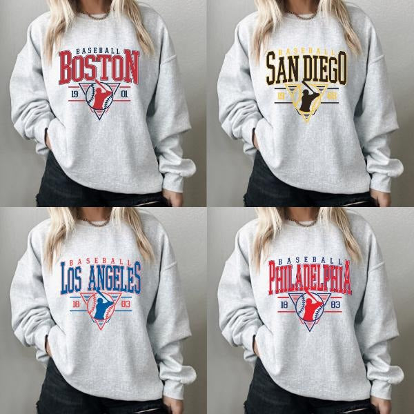 Vintage All Team Baseball Sweatshirt, 90s Retro Crewneck Pullover, Sport Grey Game Day Top, Unisex Fan Gear, Classic...
