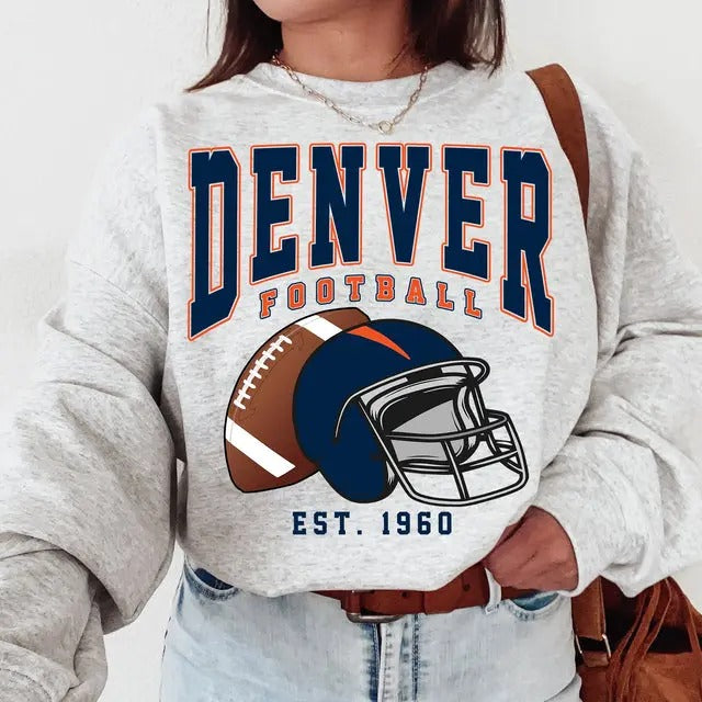 Vintage All Team Football 2 Crewneck Sweatshirt Retro Game Day Menswear Classic Love Sweaters Shirt Hoodie